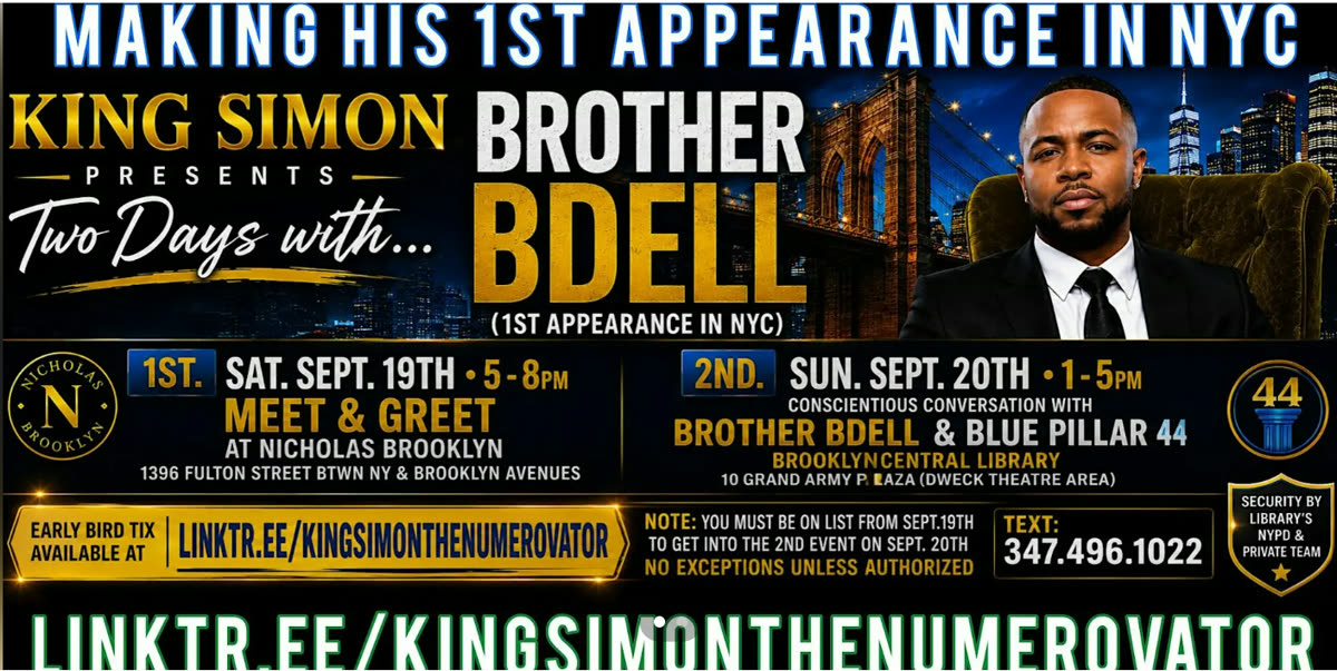 King Simon presents Two Days with Brother Bdell — making his 1st appearance in NYC